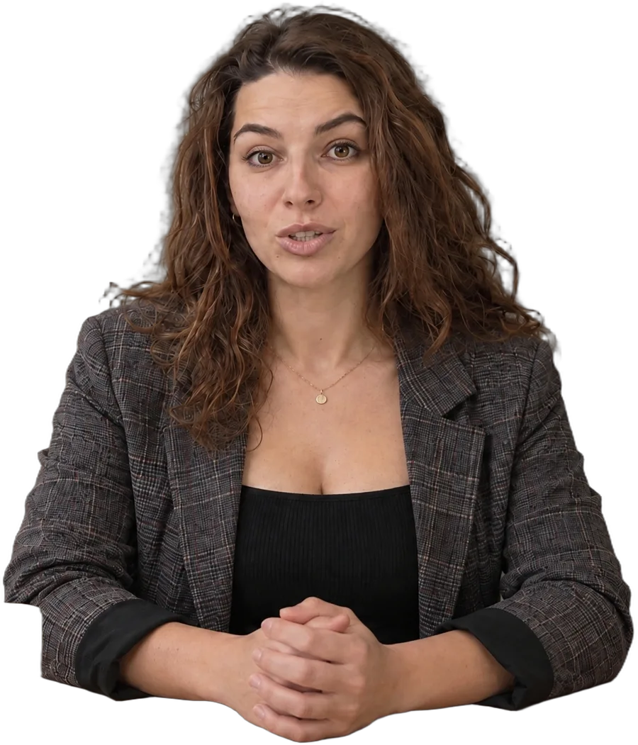 Gemma, the channel's host, at her desk