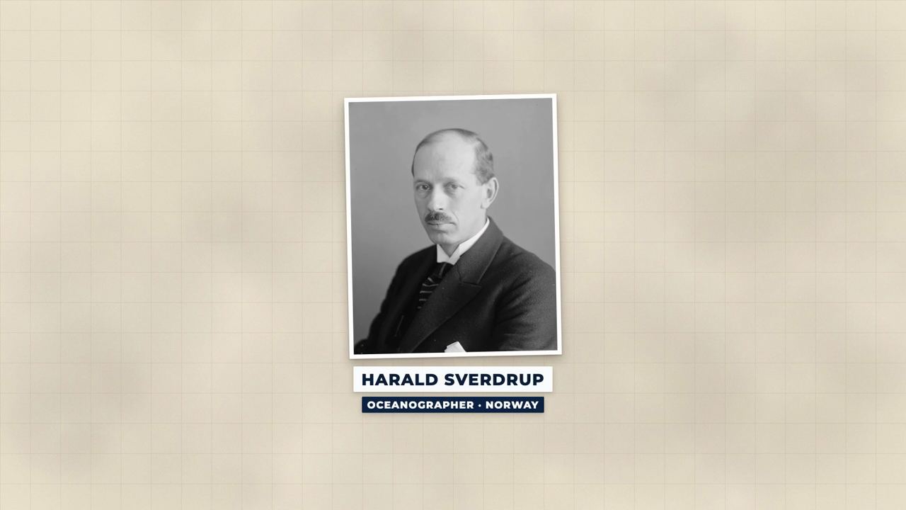 Archive portrait of an oceanographer with his name and role